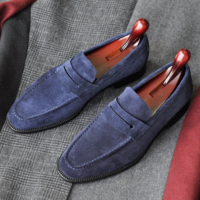 绅士手工反绒牛皮男士乐福鞋英伦透气一脚蹬懒人鞋软皮休闲皮鞋,淘宝优惠券,粉丝福利购,淘宝优惠卷