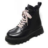Martens, демисезонные утепленные короткие сапоги в английском стиле, из натуральной кожи, коллекция 2023, в британском стиле, увеличивают рост, подходят для подростков, большой размер