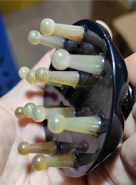 南瓜12钉塑料手柄羊角齿头梳