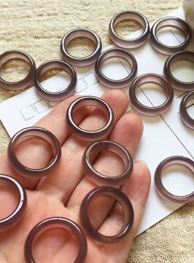 天然男女款玛瑙简约灰紫戒指