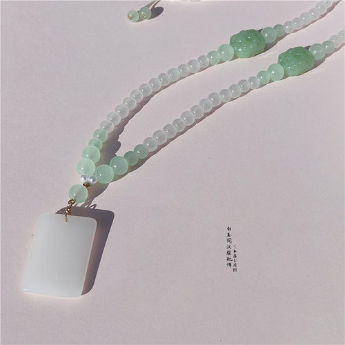 长款无事牌后缀流苏璎珞背云项链明制汉服配饰古风平安项圈颈链饰 - 图2