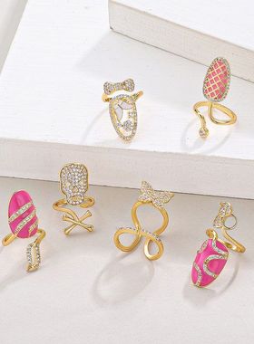 ins指环美甲女欧美小众精致镶钻