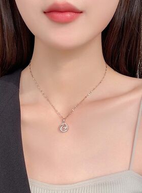 女不钢钛花朵掉色项链百搭个性