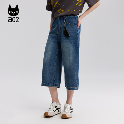 a02深蓝色牛仔短裤女2026新款夏季薄款七分裤子休闲设计感夏装 - 图2