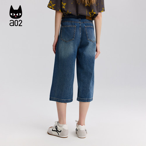 a02深蓝色牛仔短裤女2026新款夏季薄款七分裤子休闲设计感夏装 - 图1