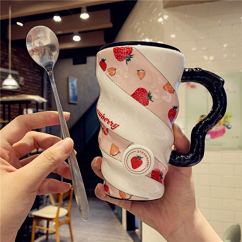 韩版创意少女心陶瓷杯清新男女士家用咖啡水杯 ins网红可爱马克杯