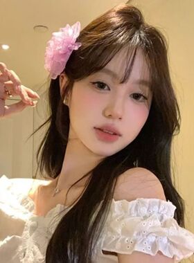 纯欲仿真欧根纱花朵发夹边夹侧后脑勺发卡超仙度假风春夏森系发饰