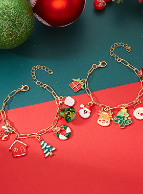 卡卡KA圣诞节礼物可爱卡通花环糖果铃铛金属吊坠O型链条锁骨项链