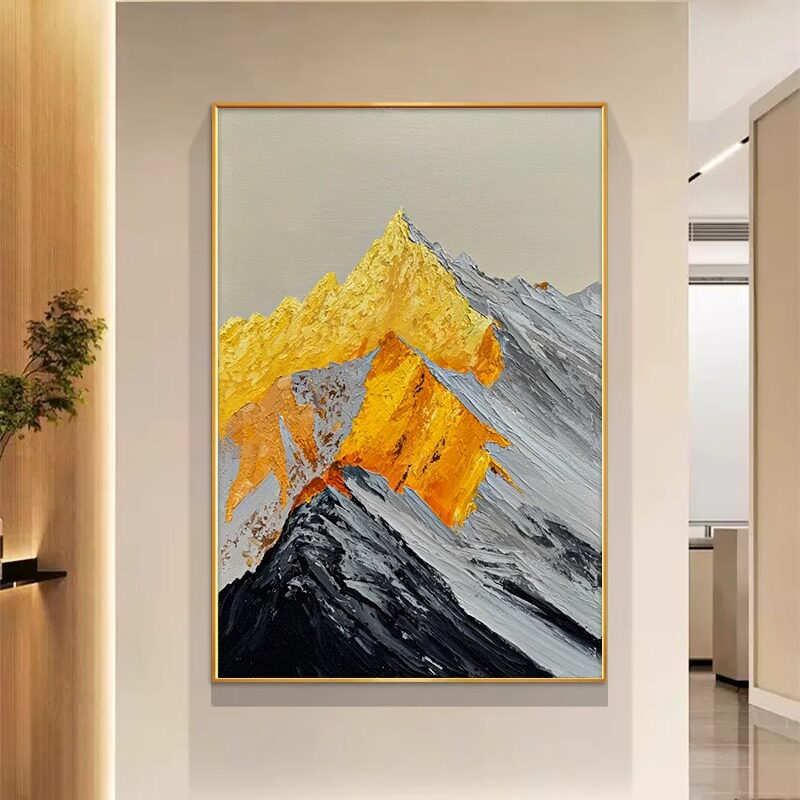 日照金山客厅装饰画现代简约沙发背景墙挂画高档入户玄关肌理壁画,淘宝优惠券,粉丝福利购,淘宝优惠卷