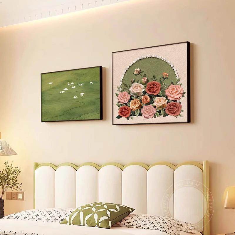 中古风玫瑰花卉卧室床头装饰画法式复古主卧房间挂画餐厅组合壁画,淘宝优惠券,粉丝福利购,淘宝优惠卷