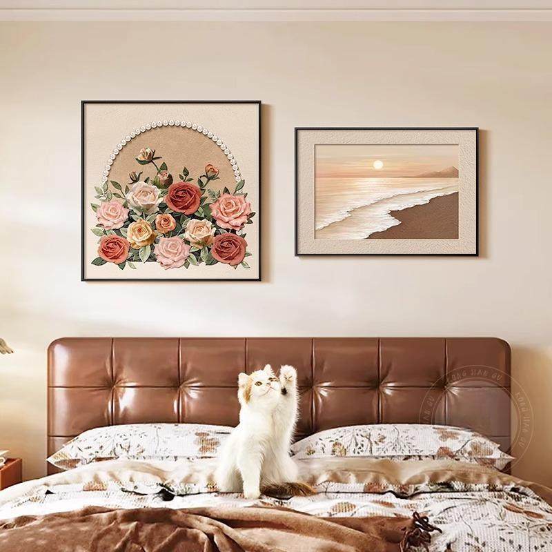 中古风玫瑰花卉卧室床头装饰画法式复古主卧房间挂画餐厅组合壁画,淘宝优惠券,粉丝福利购,淘宝优惠卷