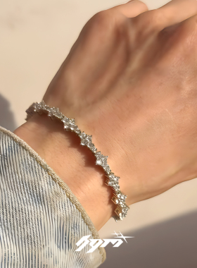 六芒星闪钻锆石手链高级感