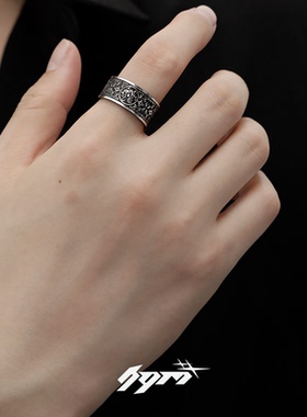 戒指男潮高级感小众复古钛钢黑色