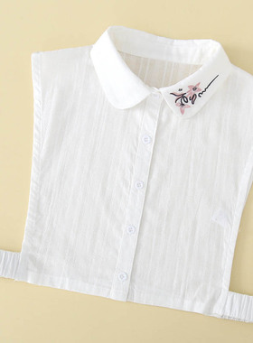 新款衣服领子女假领子秋冬刺绣白色休闲短款衬衫假衣领翻领衬