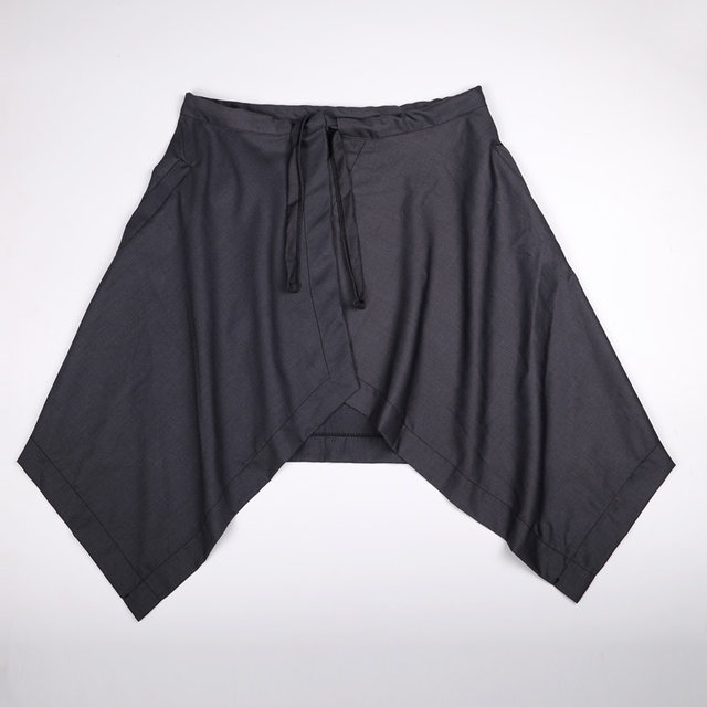 Lace-up skirt with irregular solid color hem and personalized butt curtain