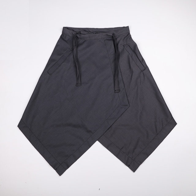 Lace-up skirt with irregular solid color hem and personalized butt curtain