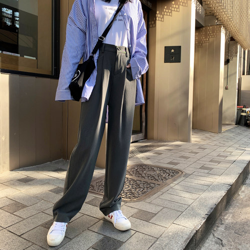 矮个子150cm阔腿裤女高腰垂感显瘦西装裤小个子145XS码直筒拖地裤 - 图2