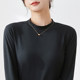Women's long-sleeved half turtleneck pure cotton T-shirt