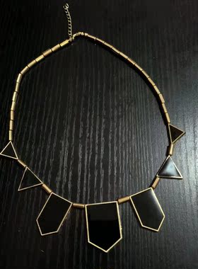 2025潮街拍复古金色风独特欧美高级感夸张黑色滴油个性项链女童