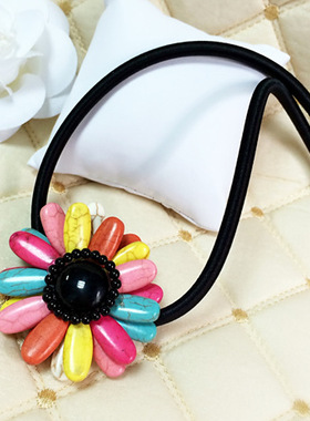 蓝色玫瑰波西米亚风山茶花毛衣链