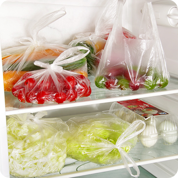 加厚点断式冰箱食物保鲜袋 手提背心式大号食品袋包装袋 100只装 - 图1