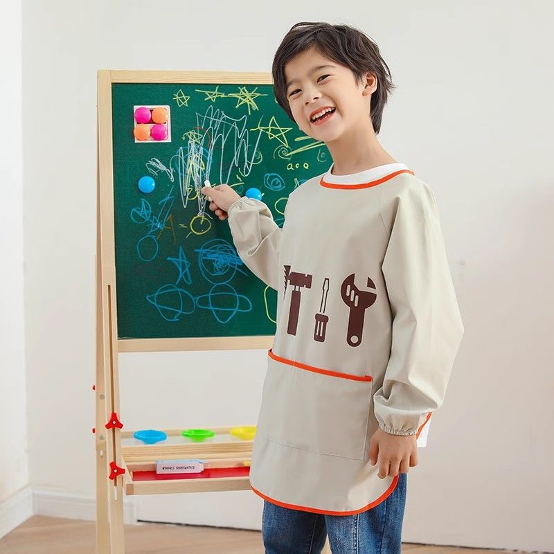 Children's kindergarten painting art custom bib apron baby eating smock painting long-sleeved waterproof clothing