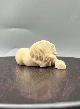 黄杨木梦马马上有钱文玩摆件