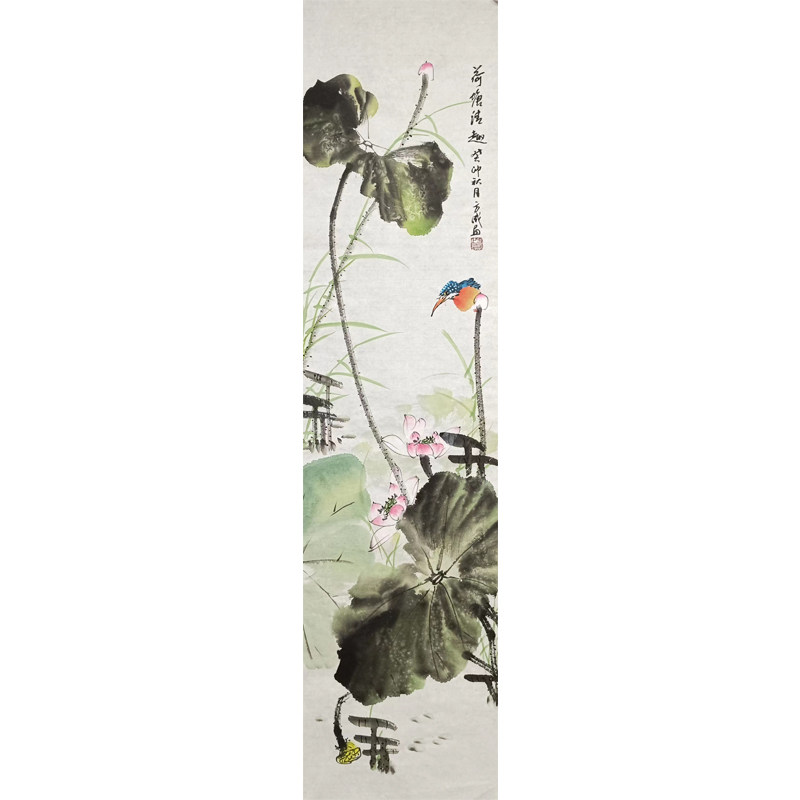 纯手绘国画水果荷花四尺对开竖幅四条屏玄关挂画,淘宝优惠券,粉丝福利购,淘宝优惠卷