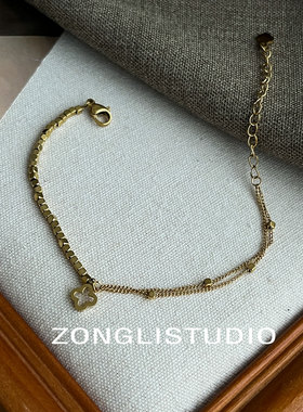 纵里Z20四叶草金色手链女轻奢