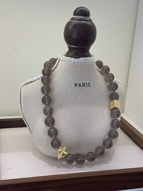 店主推荐灰玛瑙烟灰色项链手链