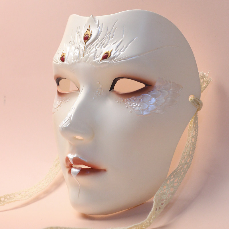 魂作物新款古风男款面具成人汉服万圣节派对装扮国风全脸舞会道具