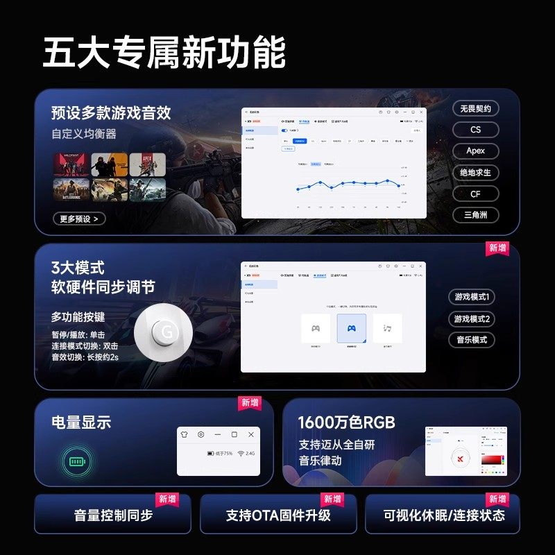 MCHOSE迈从 X9无线头戴游戏耳机蓝牙2.4G电竞耳麦台式电脑三模7.1,淘宝优惠券,粉丝福利购,淘宝优惠卷