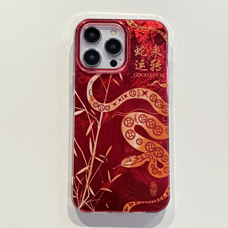 2025红色新年壳适用苹果16PROMAX蛇年喜庆手机壳iphone11/13发财保护套