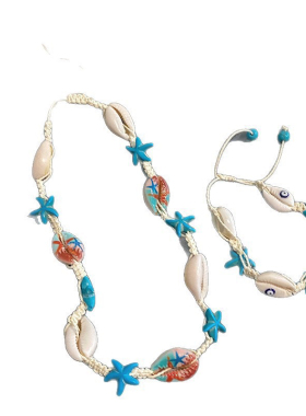 度假风贝壳编织绳项链女ins潮轻奢小众串珠锁骨链网红同款