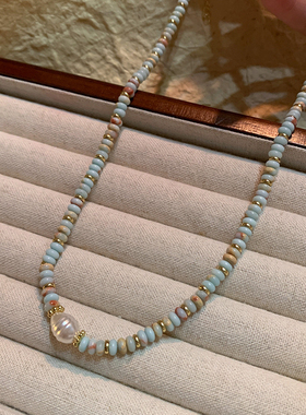 0.5+珍珠项链女2025新款高级感轻奢小众锁骨链多巴胺串珠颈链配饰