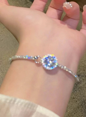 圆形手镯大爆闪锆石手链高级感素圈手环饰品轻奢满钻手镯女FS911