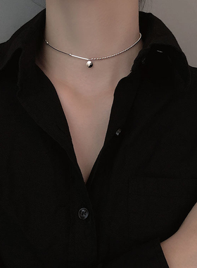 COCOSHNIK女冷淡风LUCKY幸运豆豆字母项链短款choker网红锁骨颈链