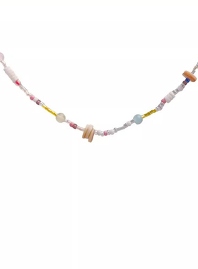 COCOSHNIK串珠仿天然石项链ins高级感时尚清新气质锁.骨链甜妹