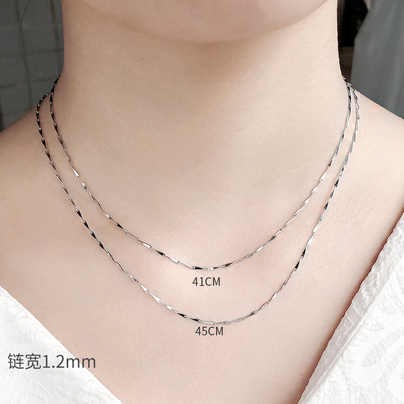 银配链瓜子车花链满天星女项链子锁骨裸链925银镀白金毛衣链50cm - 图2