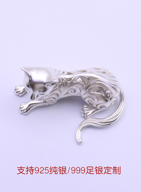 999纯银猫咪吊坠摆件宠物猫项链