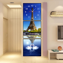 Crystal porcelain glass micro-frame painting hanging bell upright version Eiffel Tower living room decoration painting murals Xuanguan gangway hanging paintings