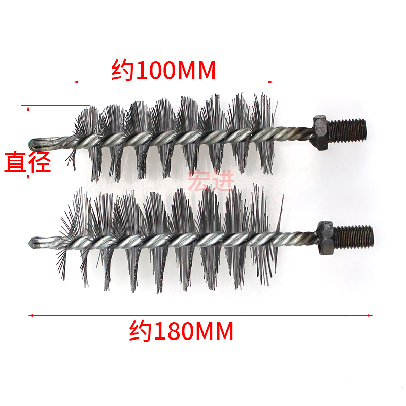 管道钢丝刷锅炉烟道管子刷烟囱刷螺丝接口M12圆形清洁除锈刷热销