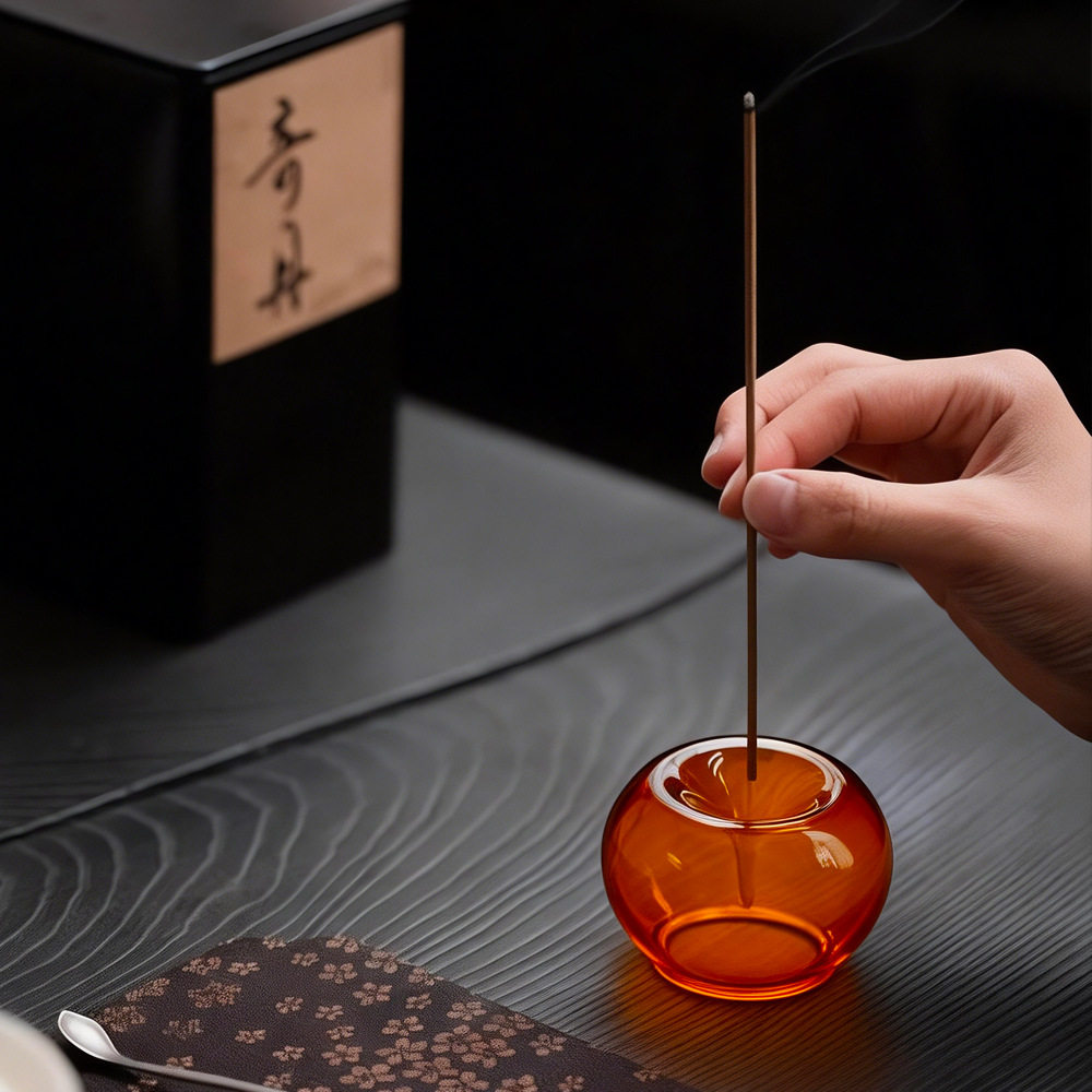 彩色玻璃香插 中式线香香座香托 家用香薰檀香炉禅意茶道点香器,淘宝优惠券,粉丝福利购,淘宝优惠卷