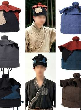 古装店小二跑堂棉麻帽老粗布纯手工汉服帽子茶馆酒楼农民服装帽子