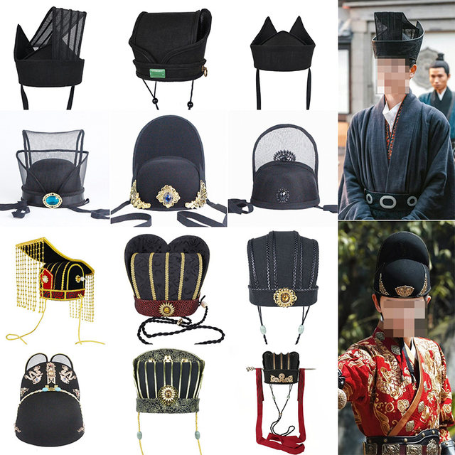Scenic photography of hats of emperors and ministers of Qin, Song, Tang and Han dynasties