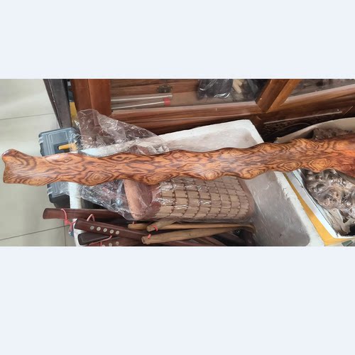 保真越南黄花梨随形木棍 越黄酷炫纹理横财摆件 降香黄檀风水柱子 - 图0