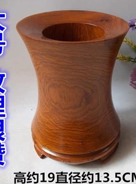 缅花整木挖空雕刻笔筒规整实用