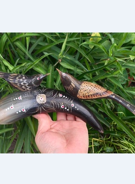 原角切割手工雕刻喜上眉梢摆饰