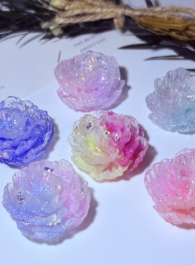 【冰透海棠花】卡30mm夜光冰透海棠花双色渐变仿水晶花