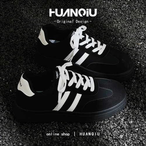 环球德训鞋子男鞋2026新款春季百搭小白鞋轻便休闲风男士厚底板鞋 - 图3